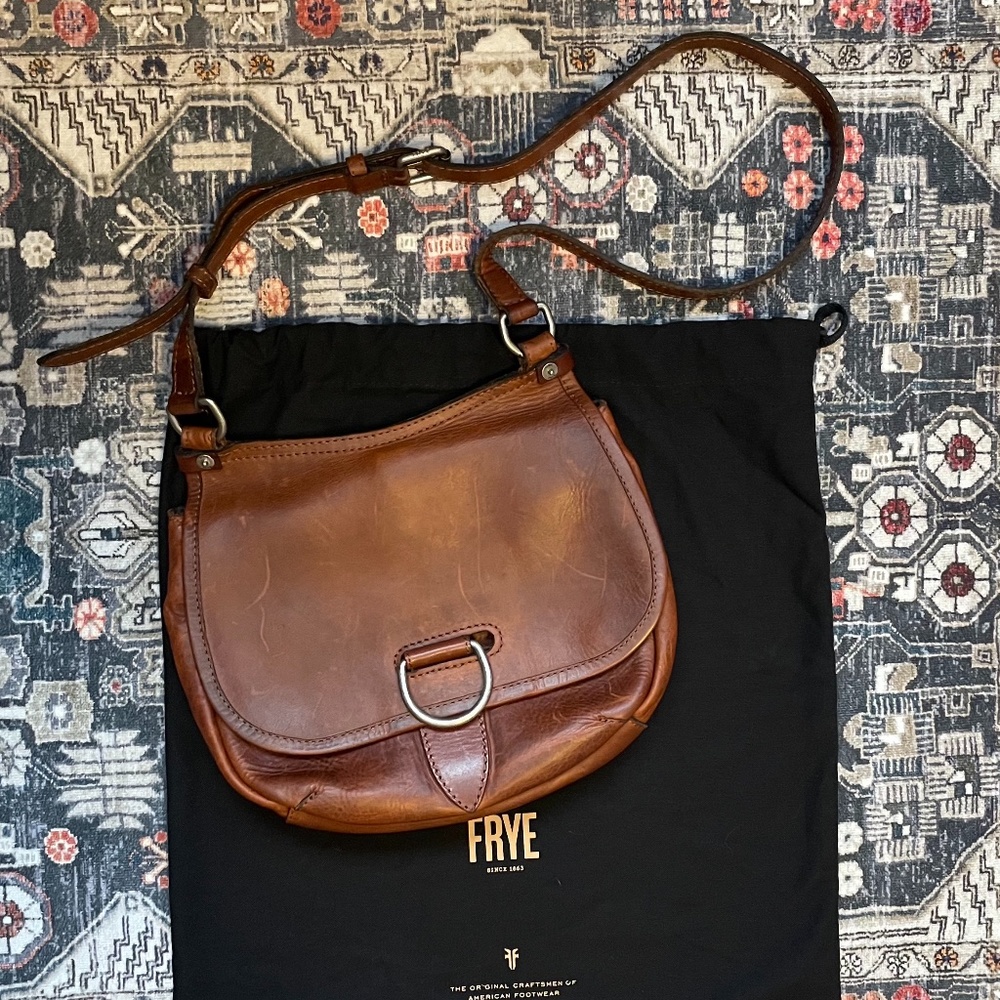 Frye Lucy Crossbody Bag in Cognac Leather